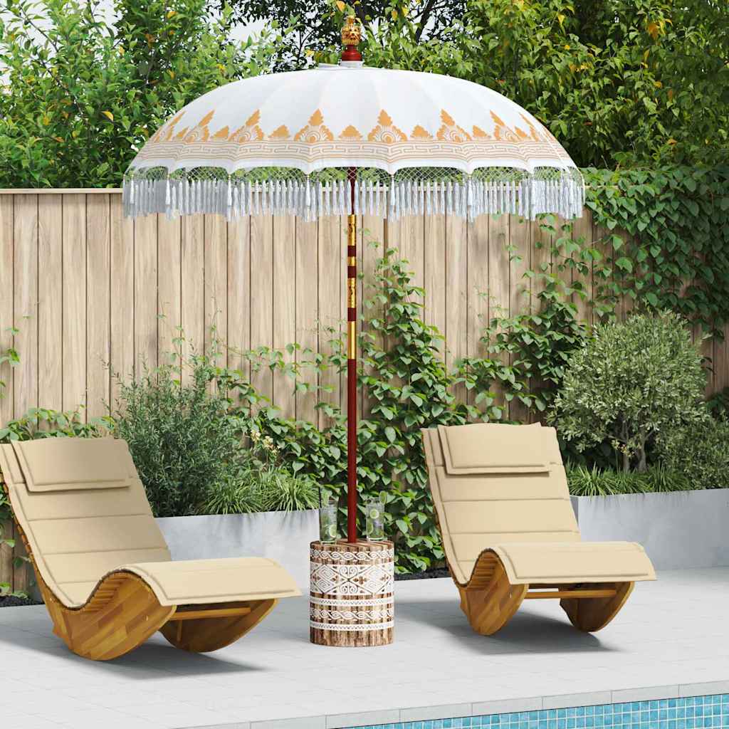 vidaXL Paraguas balinés con base Crema 185 x 185 x 260 cm Algodón