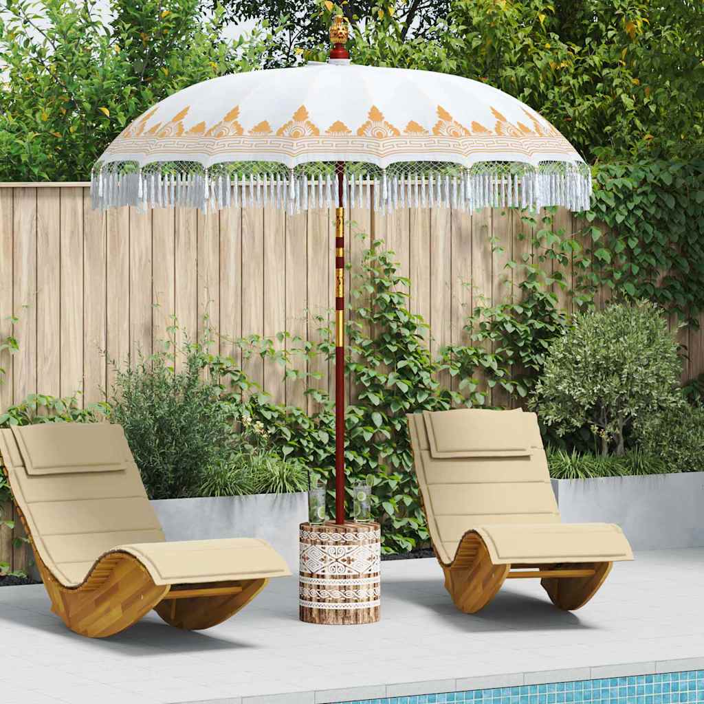 vidaXL Paraguas balinés con base Crema 215 x 215 x 260 cm Algodón