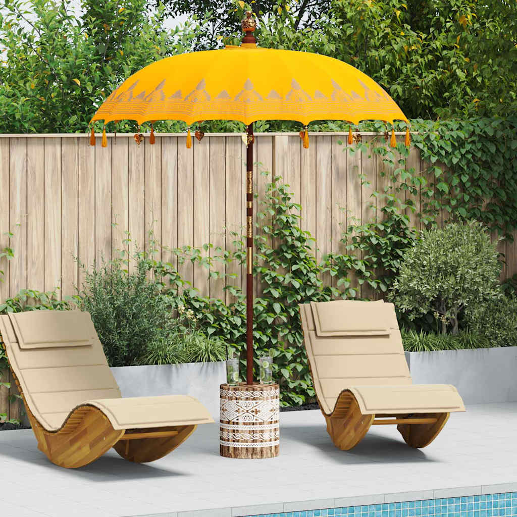 vidaXL Paraguas balinés con base Amarillo 185 x 185 x 260 cm Algodón