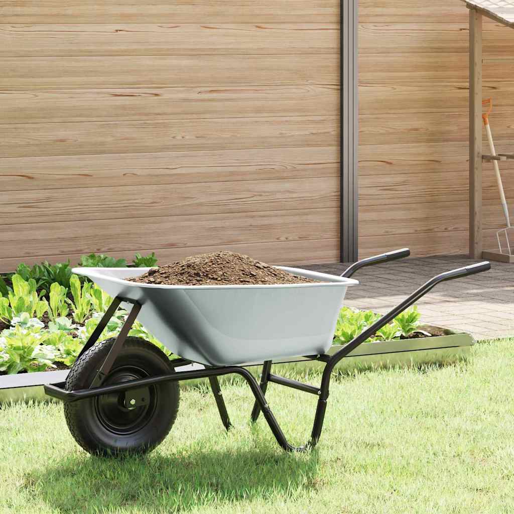 vidaXL Carretilla Plata y Negro 80 L 120 kg Acero Galvanizado
