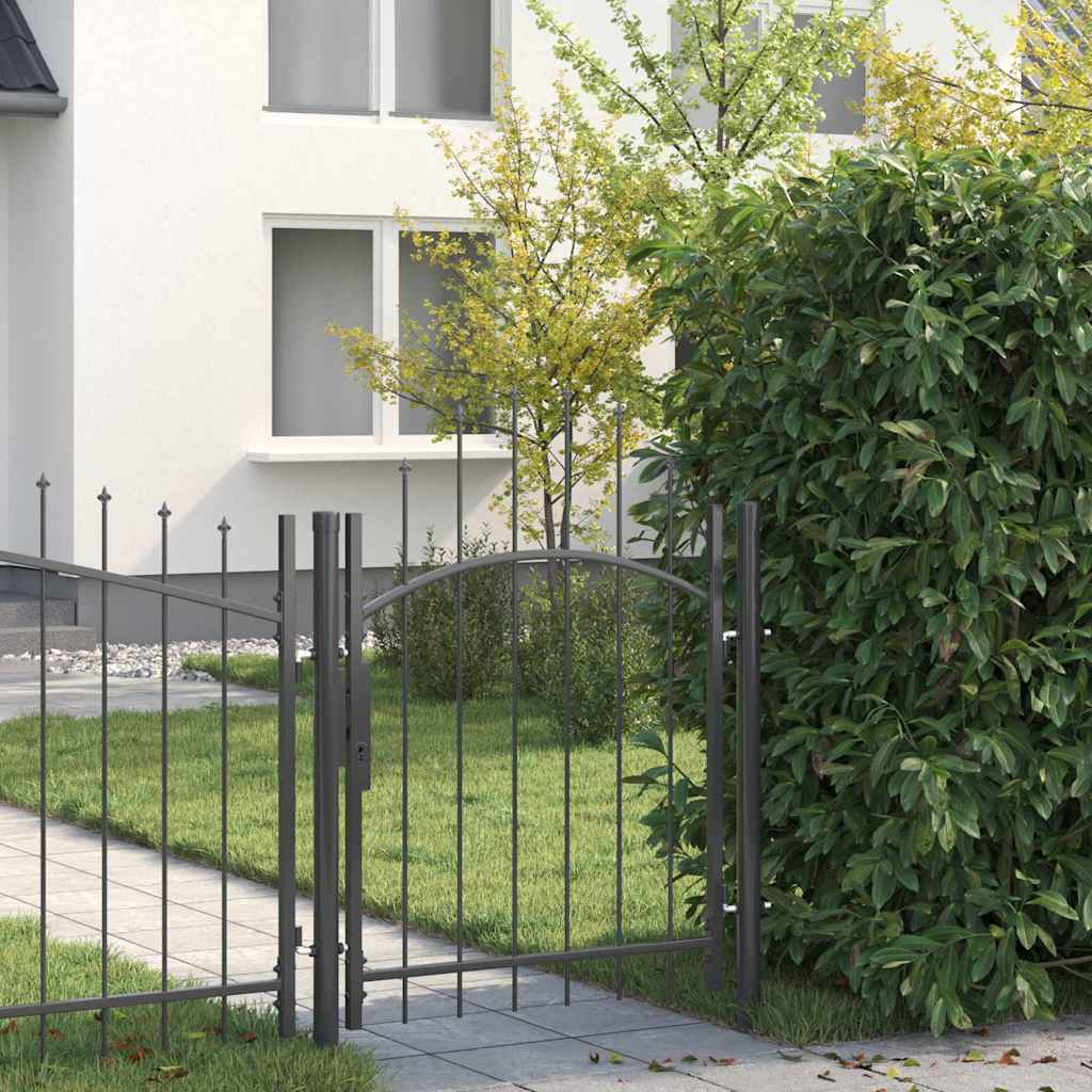 vidaXL Puerta de jardín WOERDEN 125 x 100 cm Acero Gris Con cerradura
