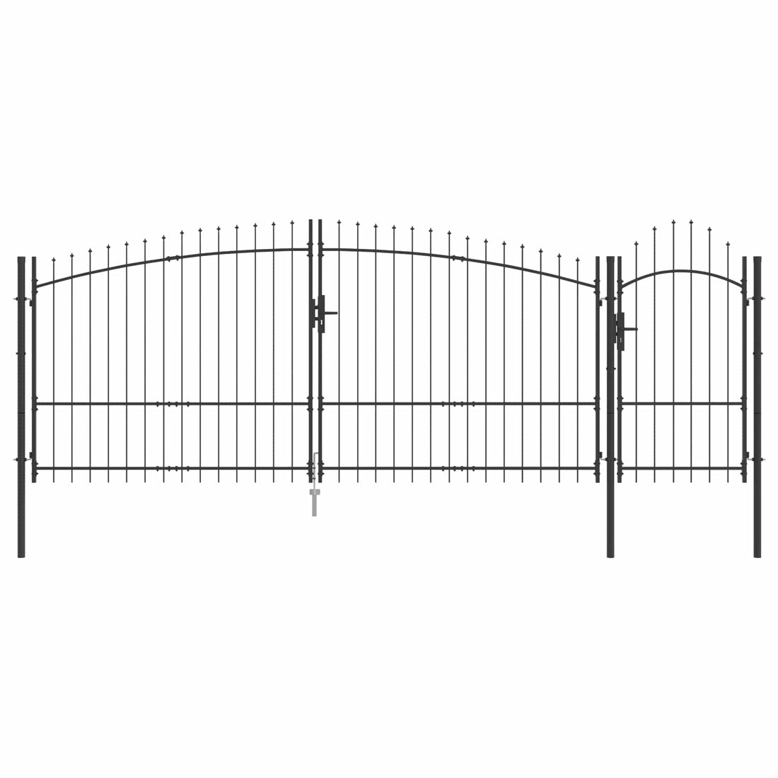 vidaXL Puerta de jardín WOERDEN 195 x 400 cm Acero Gris Con cerradura