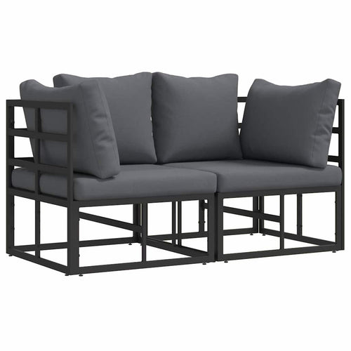 vidaXL 2 uds. Muebles de Exterior Metal Negro y Antracita (2)