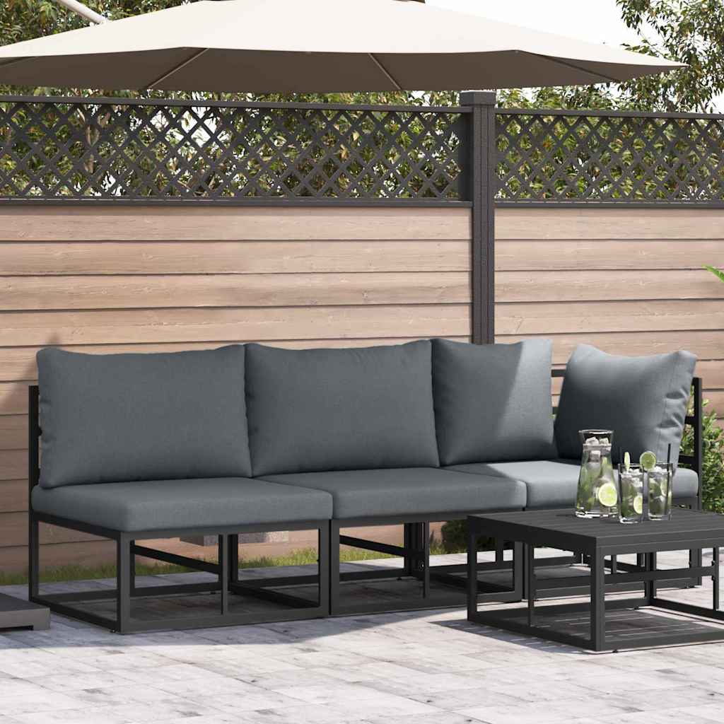 vidaXL 3 uds. Muebles de Exterior Metal Negro y Antracita