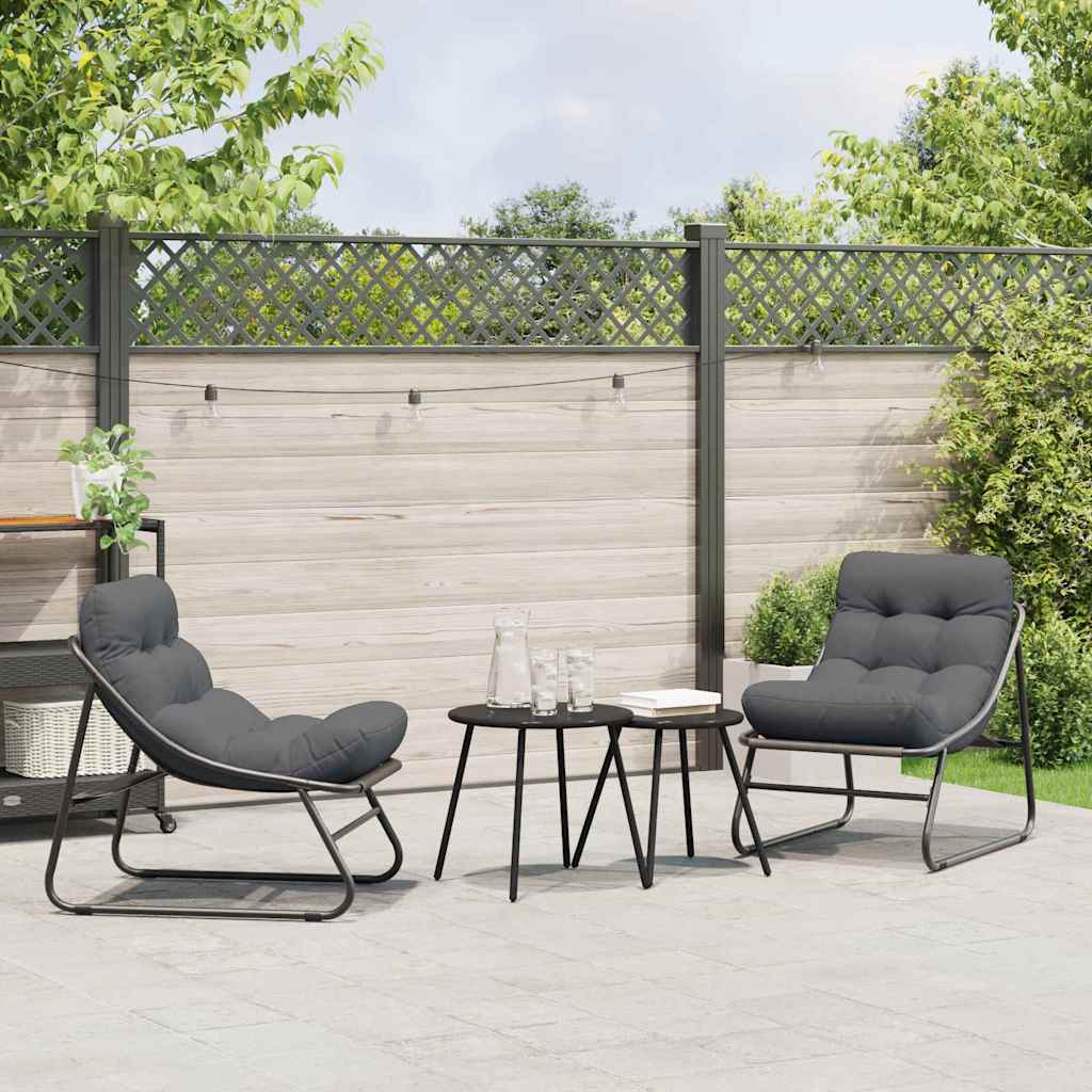 vidaXL Muebles de jardín 2 uds. Negro Acero con revestimiento en polvo