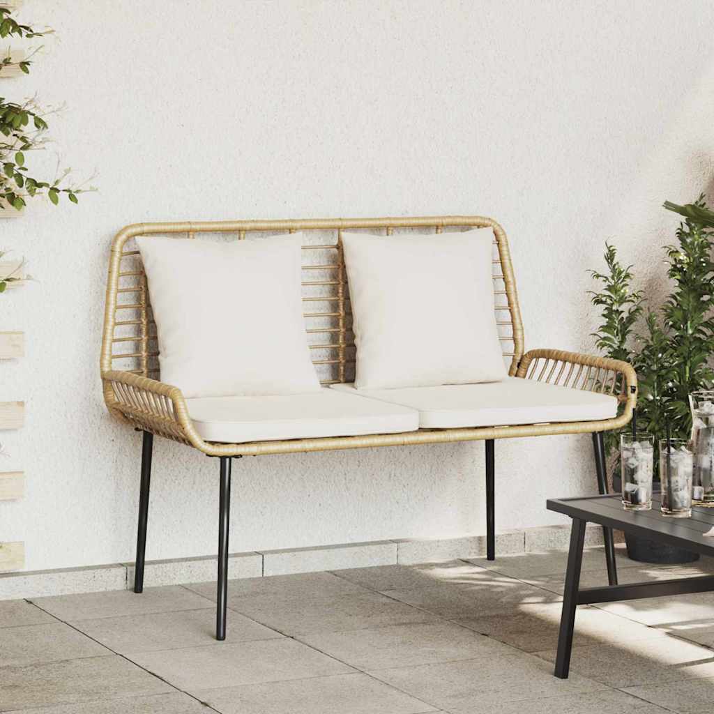 vidaXL Banco de jardín Marrón y crema ratán sintético