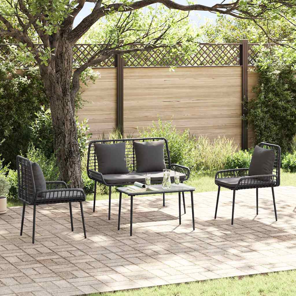 vidaXL Conjunto de Comedor de Jardín 3 uds. Negro y Antracita