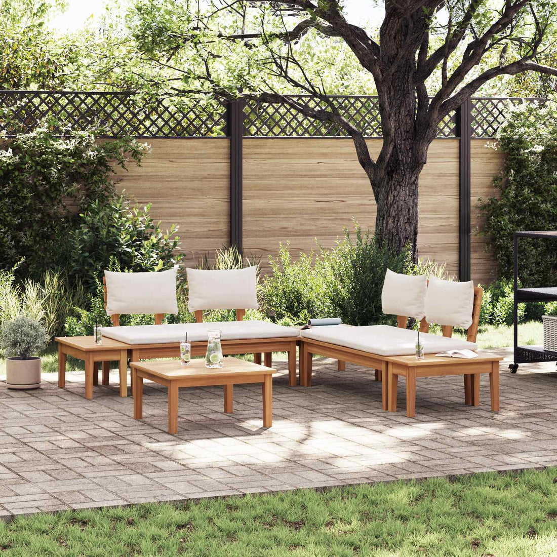 vidaXL Conjunto de sofás de jardín 3 uds. Marrón y crema