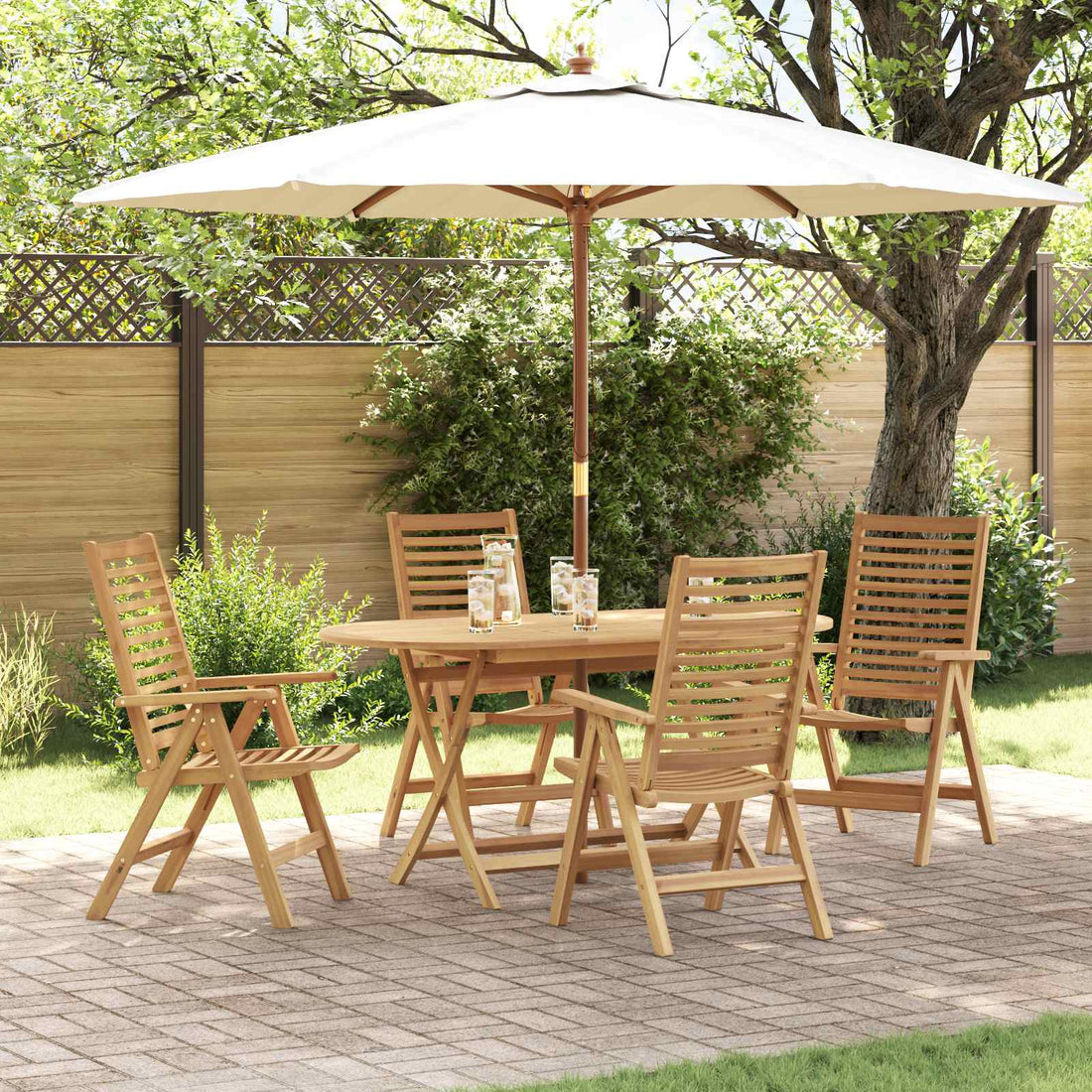 vidaXL Conjunto de Comedor de Jardín 5 uds. Marrón
