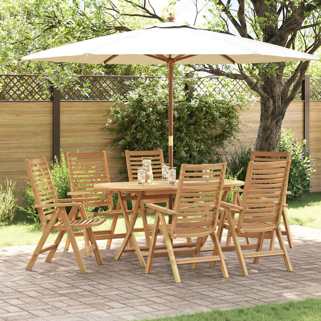 vidaXL Conjunto de Comedor de Jardín 7 uds. Marrón