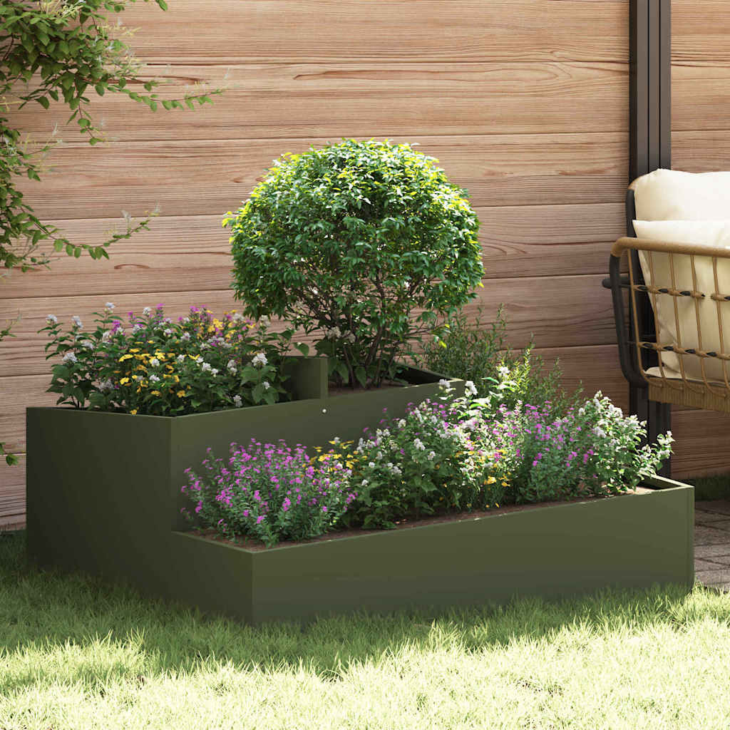 vidaXL Macetero de Jardín Verde oliva 100 x 100 x 50 cm