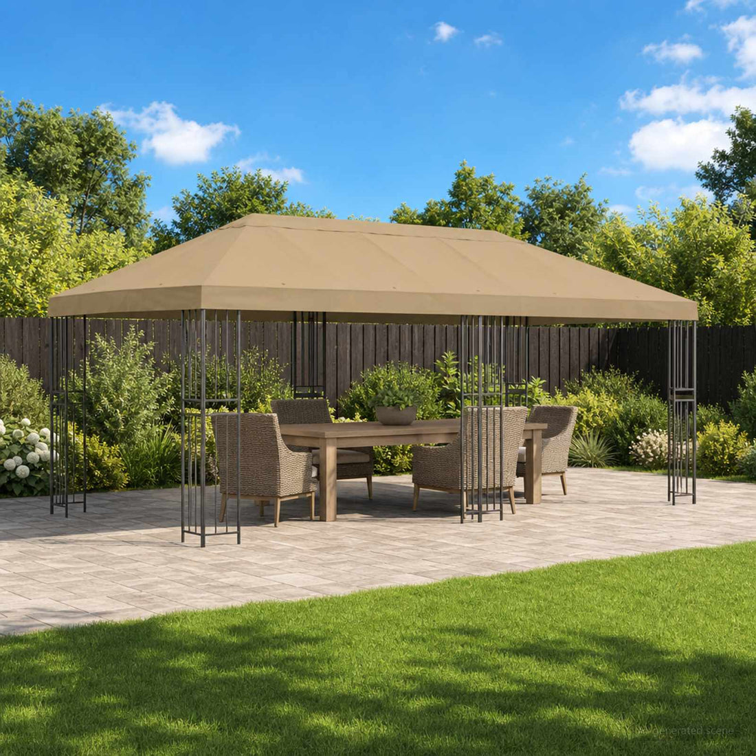 vidaXL Gazebo de Jardín 6 x 3 m Beige Poliéster y Acero 190 gsm