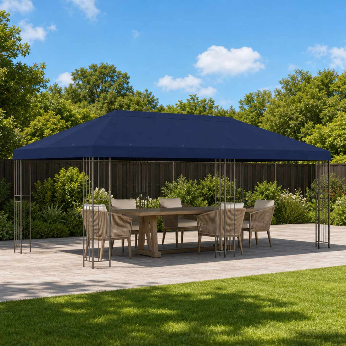 vidaXL Gazebo de Jardín 6 x 3 m Azul Poliéster y Acero 190 gsm