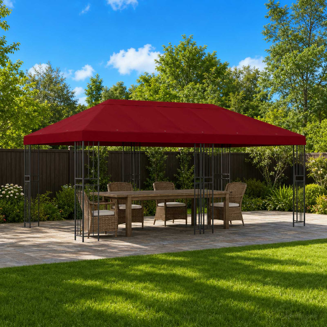 vidaXL Gazebo de Jardín 6 x 3 m Burdeos Poliéster y Acero 190 gsm