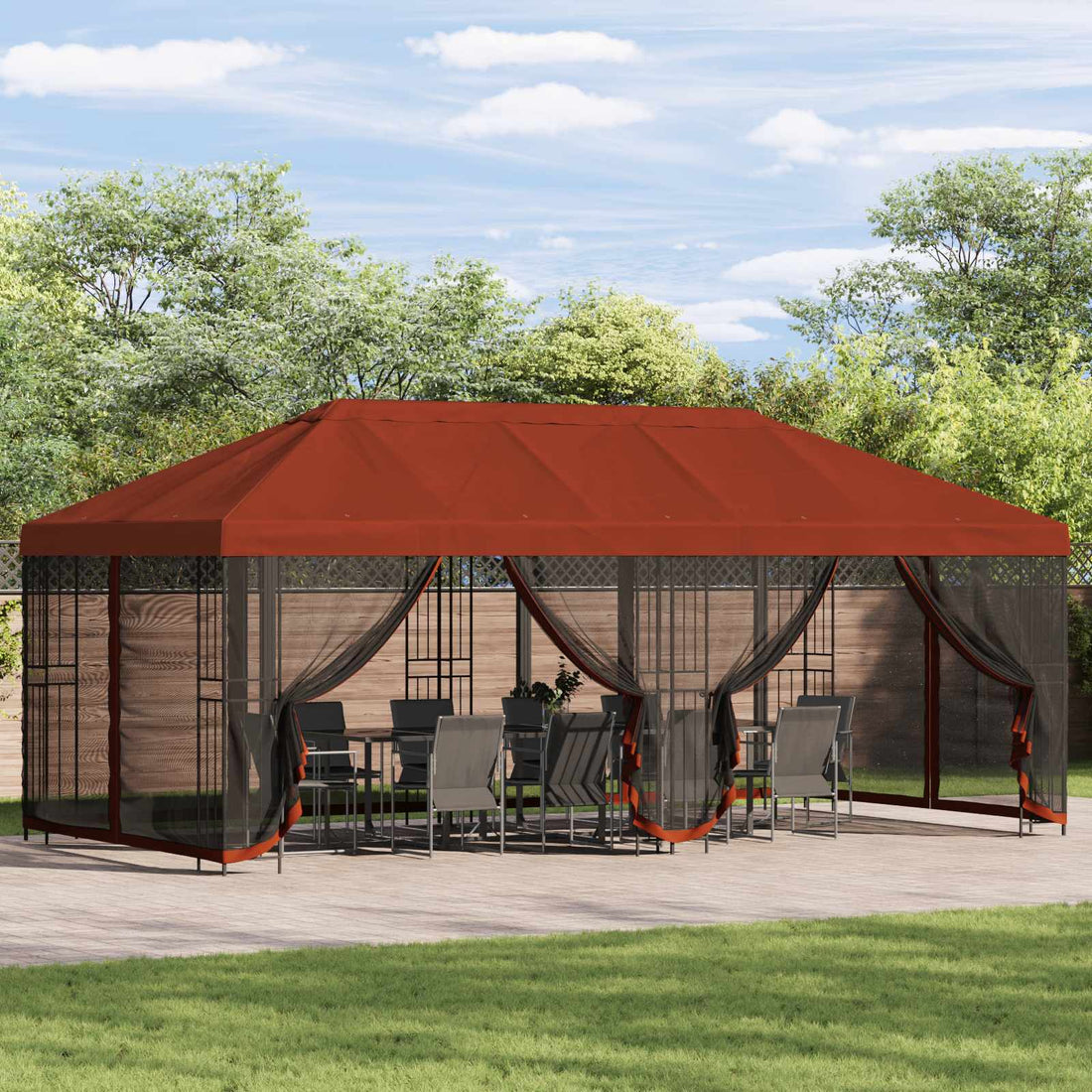 vidaXL Gazebo con paredes laterales 6 x 3 m Terracota