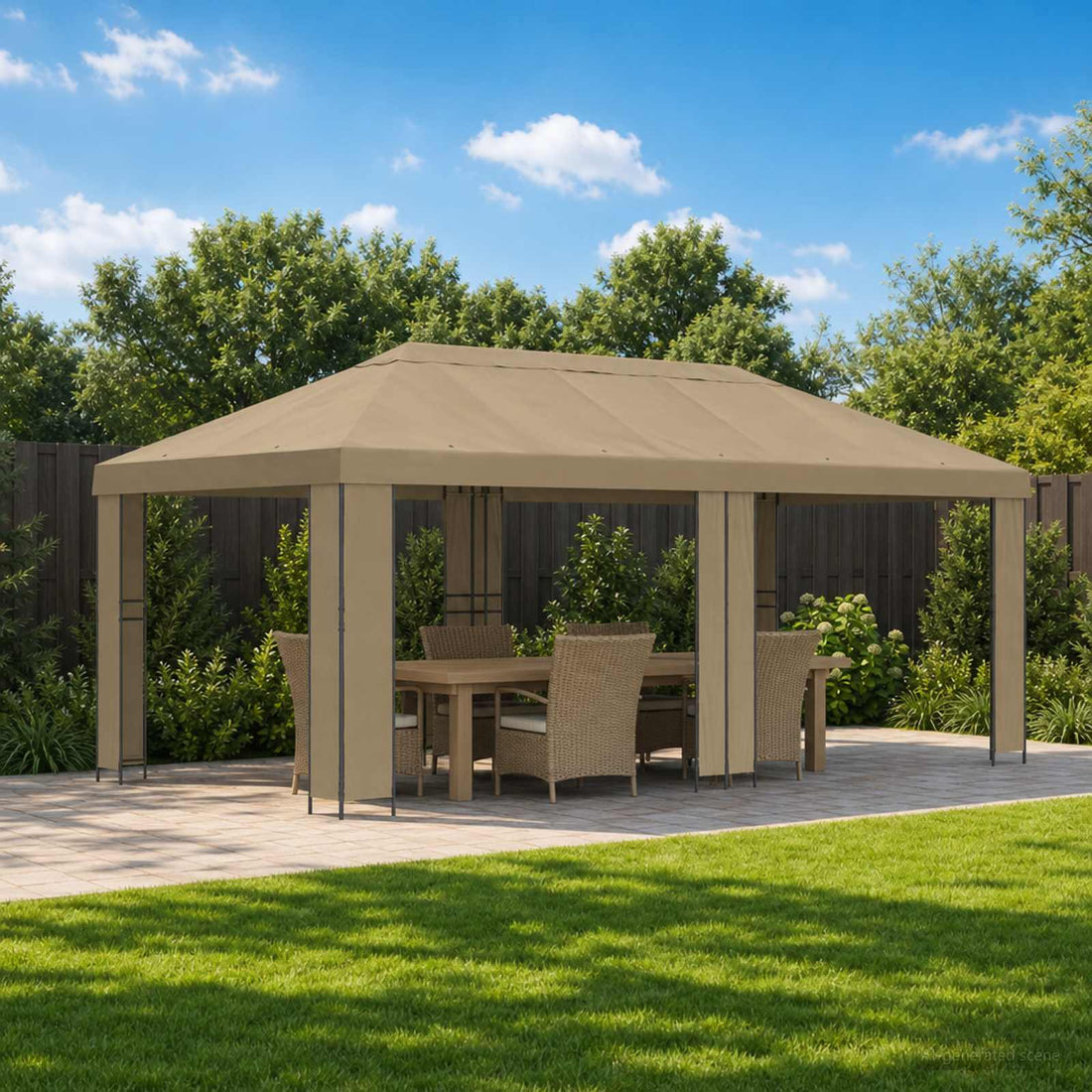 vidaXL Gazebo de Jardín 6 x 3 m Beige Poliéster y Acero 190 gsm