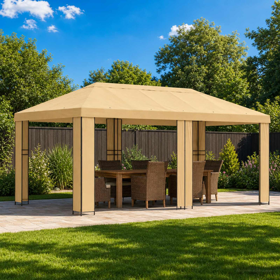 vidaXL Gazebo de Jardín 6 x 3 m Crema Poliéster y Acero 190 gsm