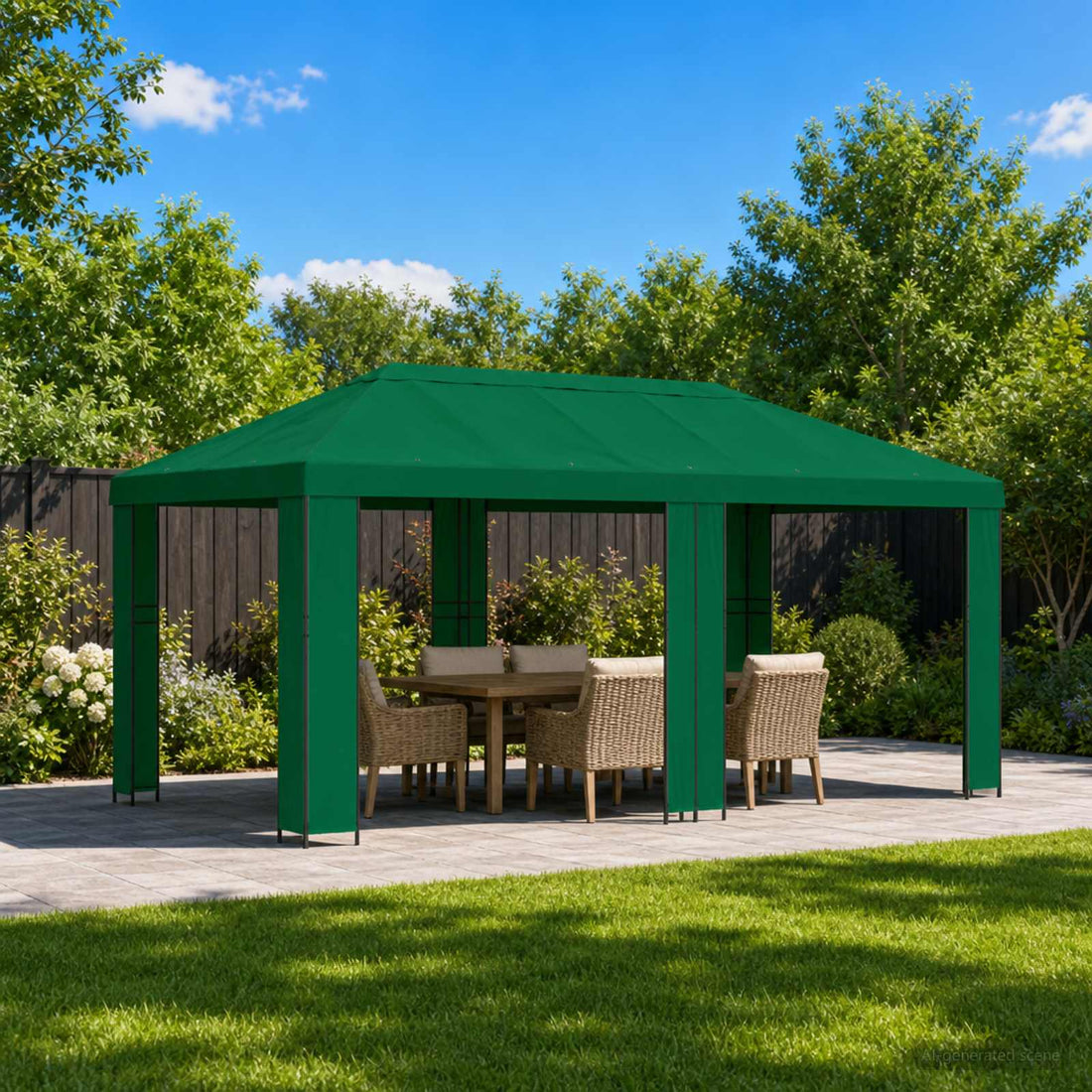 vidaXL Gazebo de Jardín 6 x 3 m Verde Poliéster y Acero 190 gsm