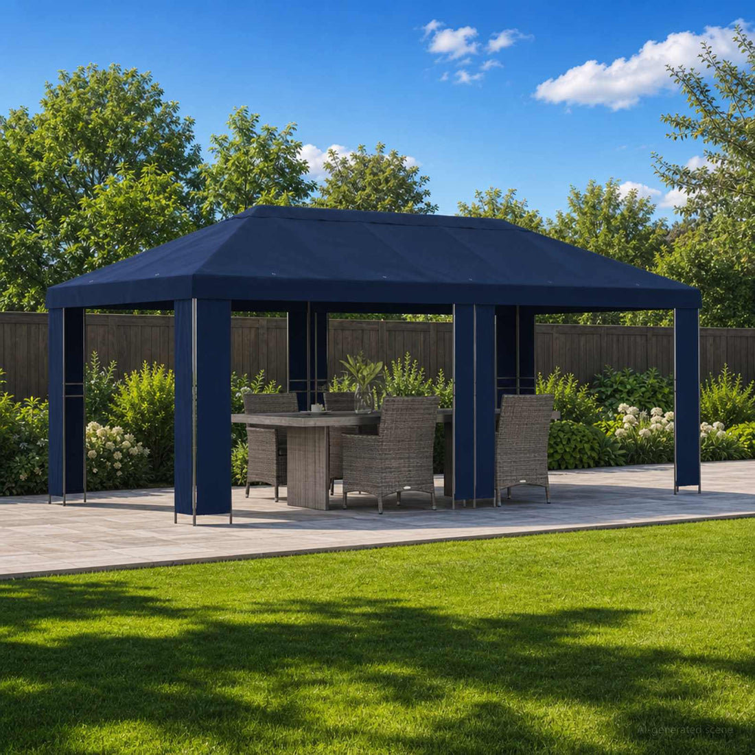 vidaXL Gazebo de Jardín 6 x 3 m Azul Poliéster y Acero 190 gsm