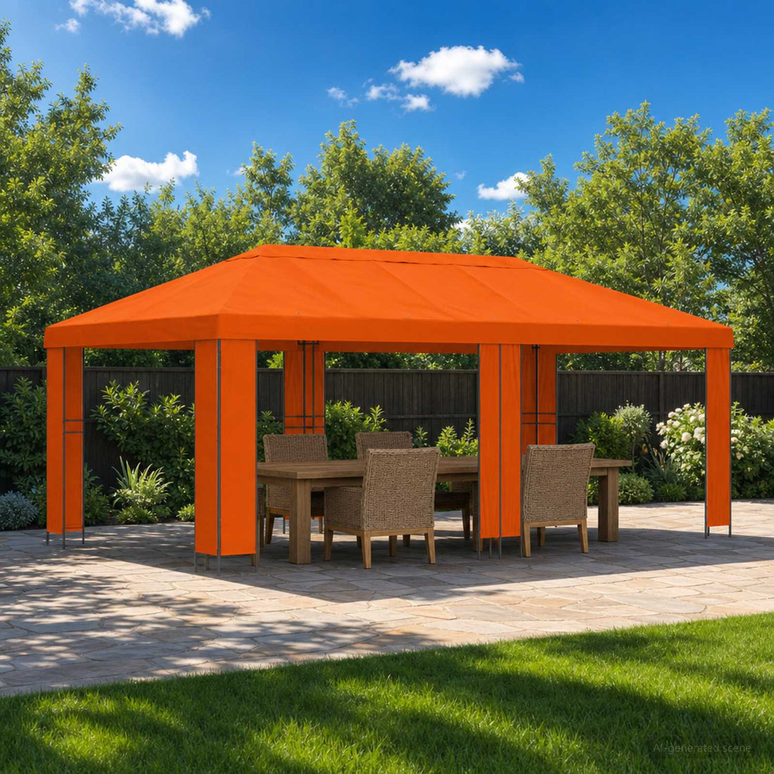 vidaXL Gazebo de Jardín 6 x 3 m Naranja Poliéster y Acero 190 gsm