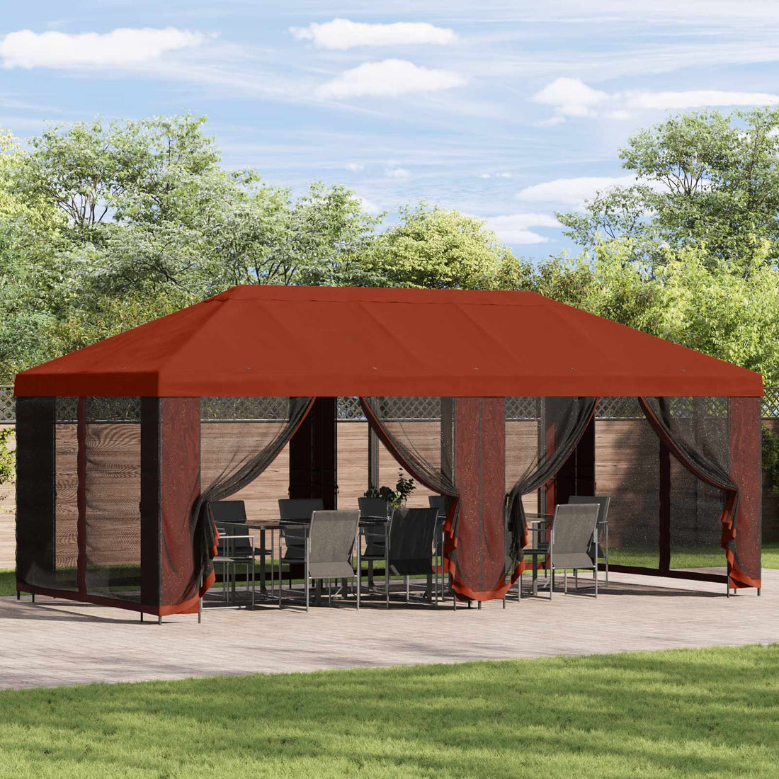 vidaXL Gazebo de jardín con paredes laterales 6 x 3 m Terracota