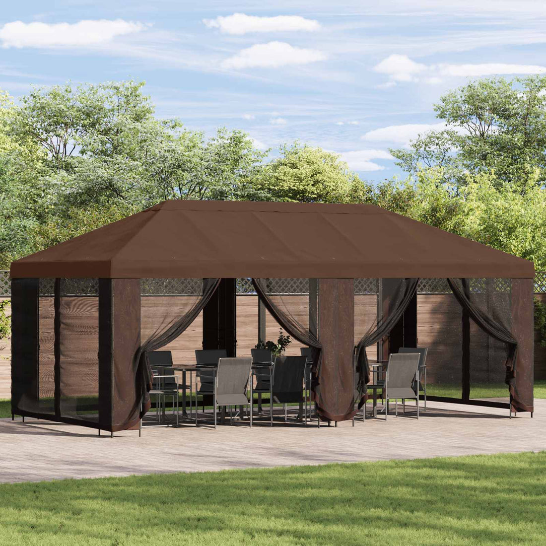 vidaXL Gazebo de jardín con paredes laterales 6 x 3 m Marrón