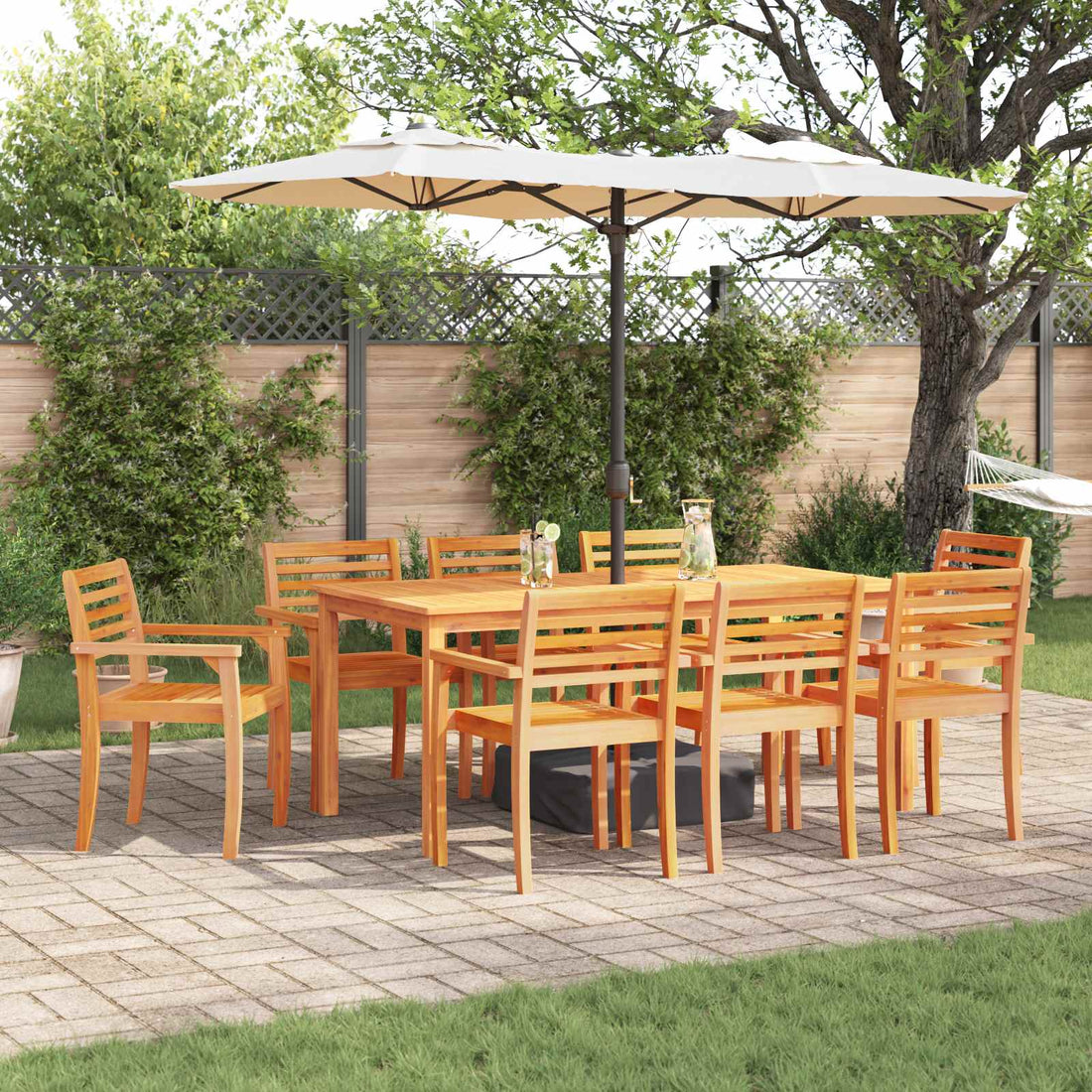 vidaXL Conjunto de Comedor de Jardín 9 uds. Marrón