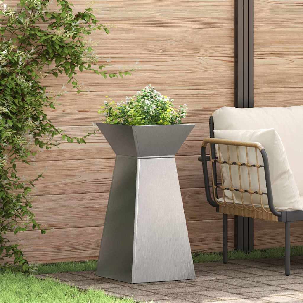 vidaXL Maceta Pilar Plateado 35 x 35 x 73 cm Acero inoxidable
