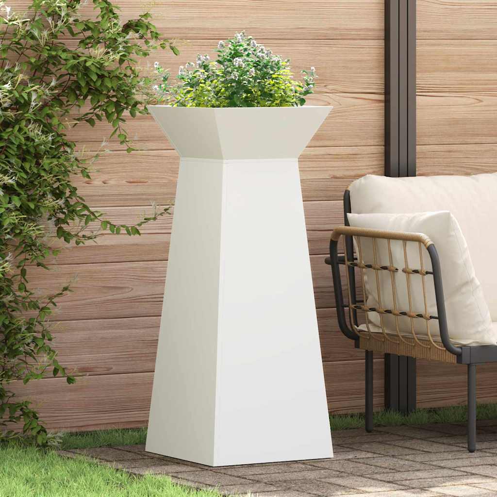 vidaXL Maceta Pilar Blanco 40 x 40 x 100 cm Acero laminado en frío