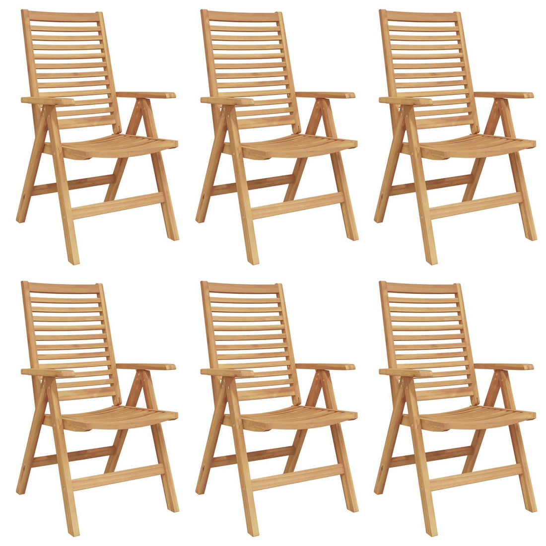 vidaXL Silla 6 uds. Marrón Madera de teca maciza Convertible