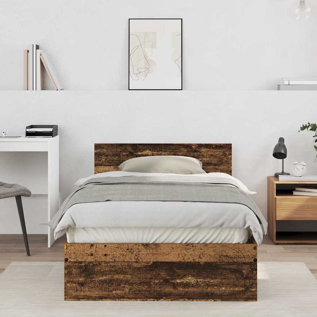 vidaXL Estructura de cama con cabecero con cabecera Madera envejecida