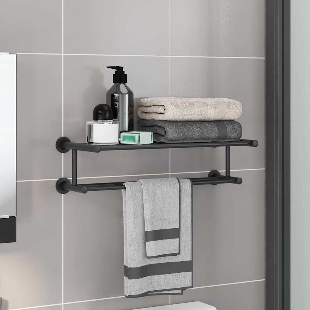 vidaXL Soporte para toallas Negro 61 x 23 x 17 cm Acero inoxidable