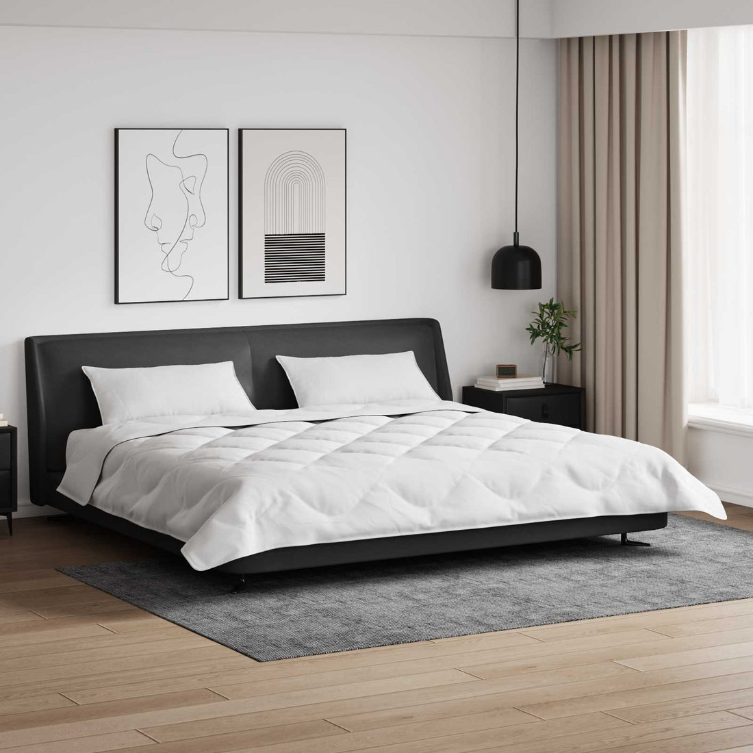 vidaXL Edredón de Invierno con almohada 3 uds. Blanco Microfibra