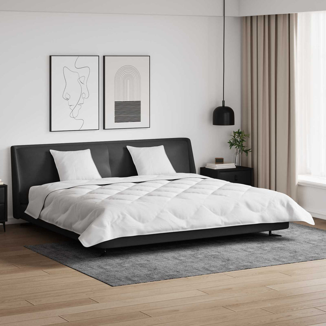 vidaXL Edredón de Invierno con almohada 3 uds. Blanco Microfibra
