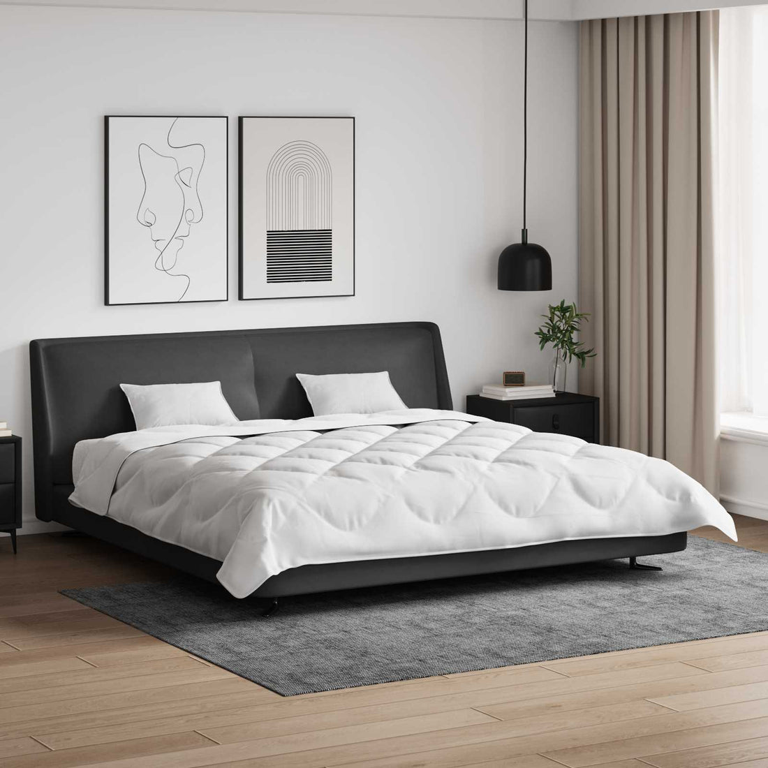 vidaXL Edredón con almohadas con almohada 3 uds. Blanco Microfibra