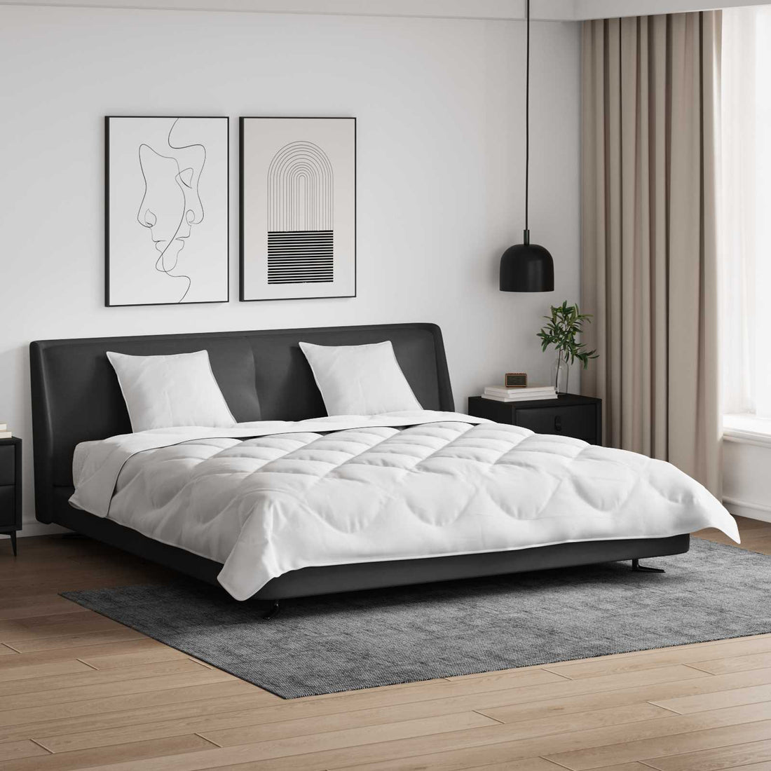 vidaXL Edredón con almohadas con almohada 3 uds. Blanco Microfibra