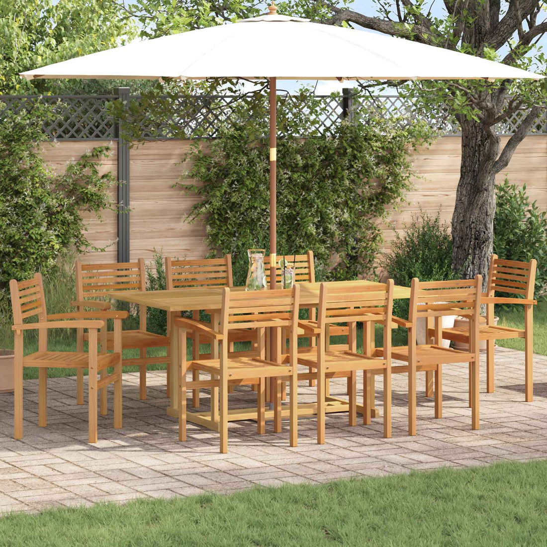 vidaXL Conjunto de Comedor de Jardín 9 uds. Marrón