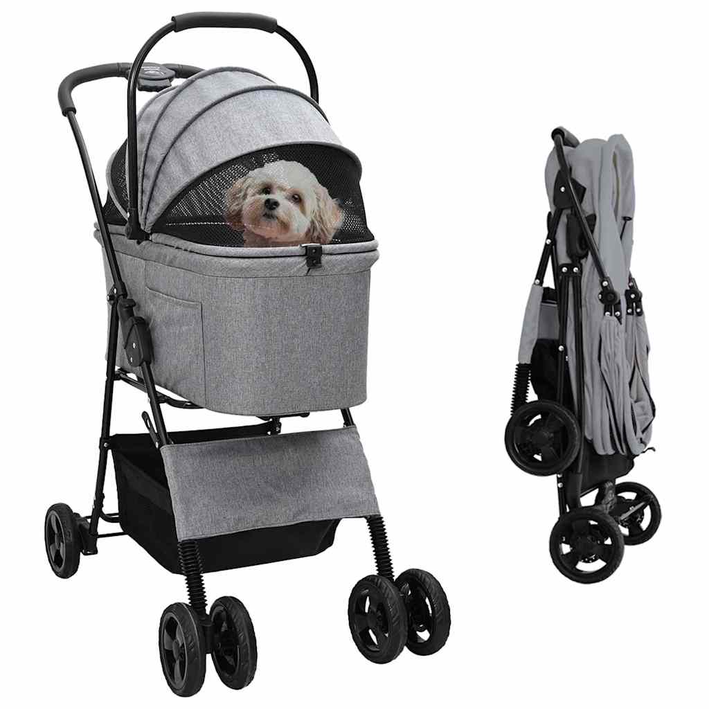 vidaXL Carrito Plegable para Mascotas Gris 81 x 47 x 99 cm Poliéster