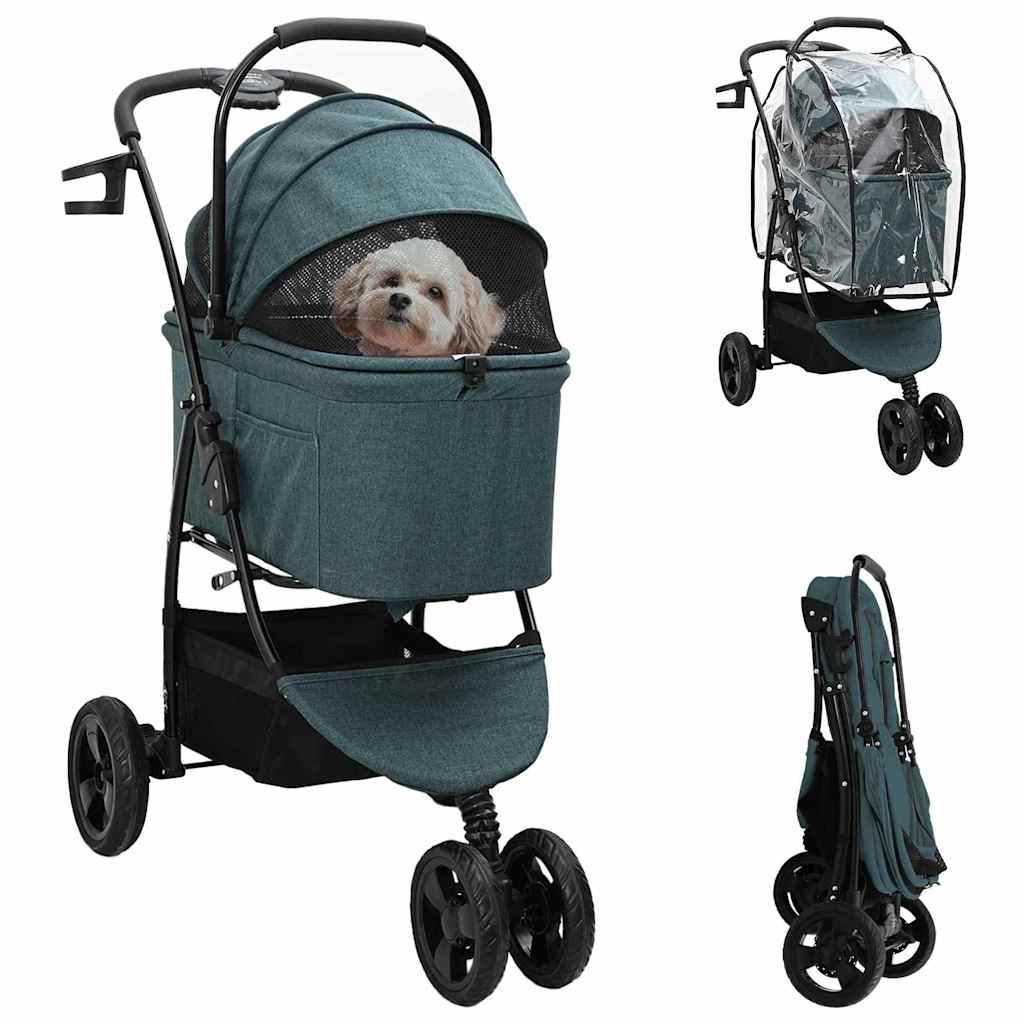 vidaXL Carrito Plegable para Mascotas Verde 78 x 54 x 101 cm Poliéster