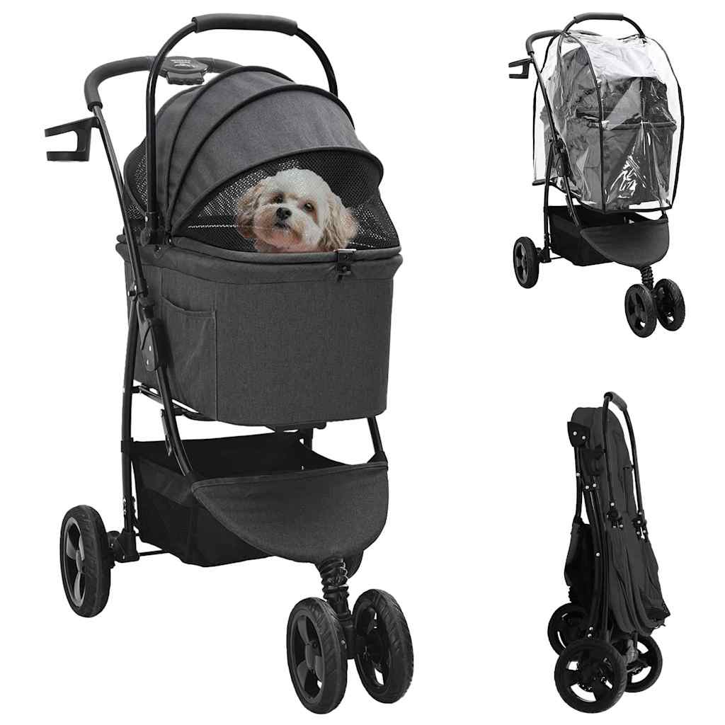 vidaXL Carrito Plegable para Mascotas Negro 78 x 54 x 101 cm Poliéster