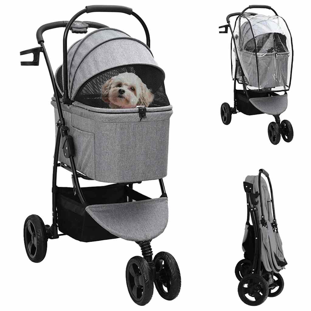 vidaXL Carrito Plegable para Mascotas Gris 78 x 54 x 101 cm Poliéster