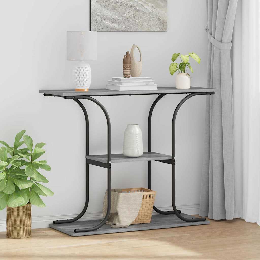 vidaXL Mesa Consola con estante Gris Sonoma 101 x 35 x 80,5 cm