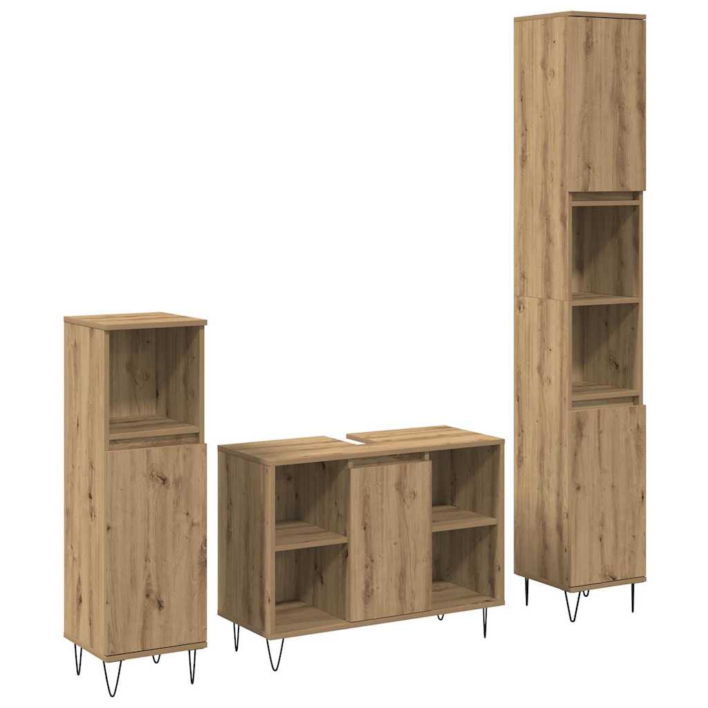 vidaXL Juego de muebles de baño 3 uds. Roble artisan 30 x 30 x 180 cm