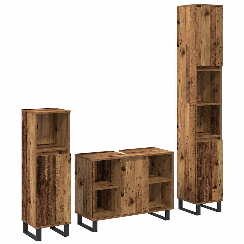 vidaXL Juego de muebles de baño 3 uds. Marrón 30 x 30 x 180 cm