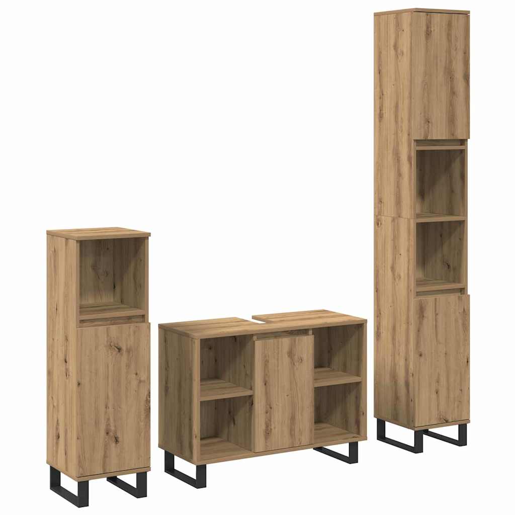 vidaXL Juego de muebles de baño 3 uds. Marrón 30 x 30 x 180 cm