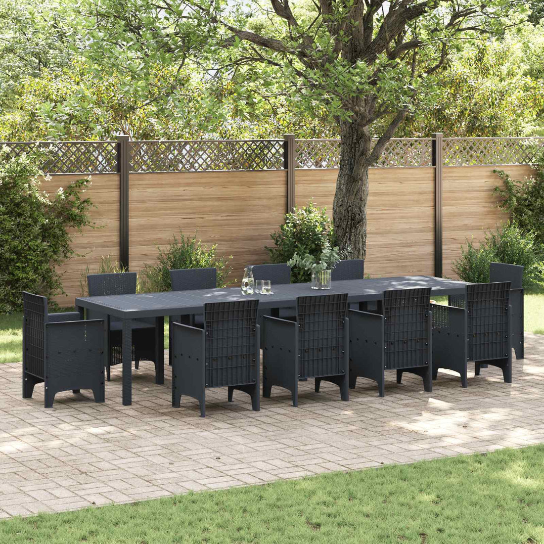 vidaXL Mesa de Jardín Antracita 350 x 100 x 74 cm ratán sintético
