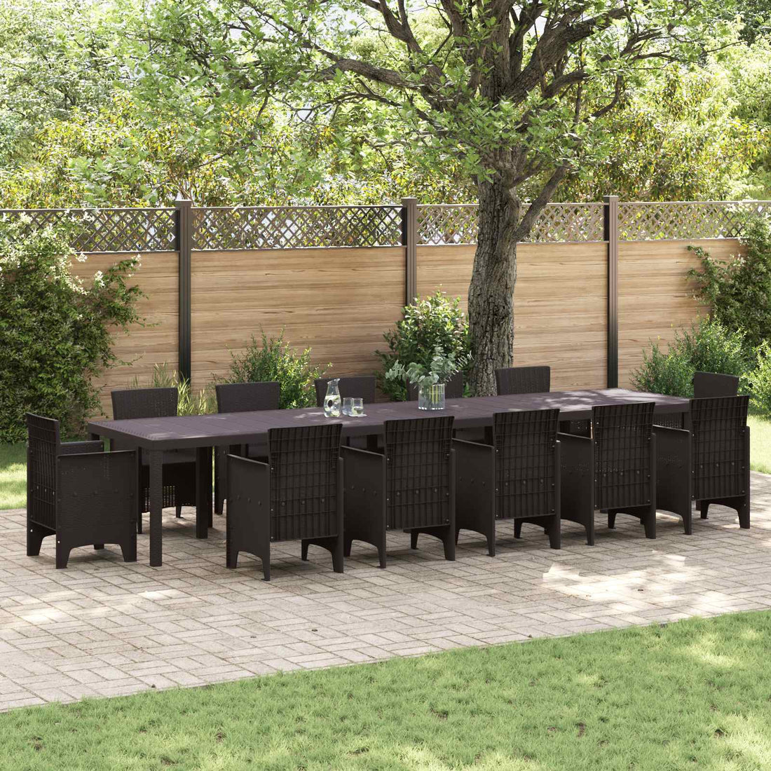vidaXL Mesa de Jardín Marrón 400 x 100 x 73 cm ratán sintético