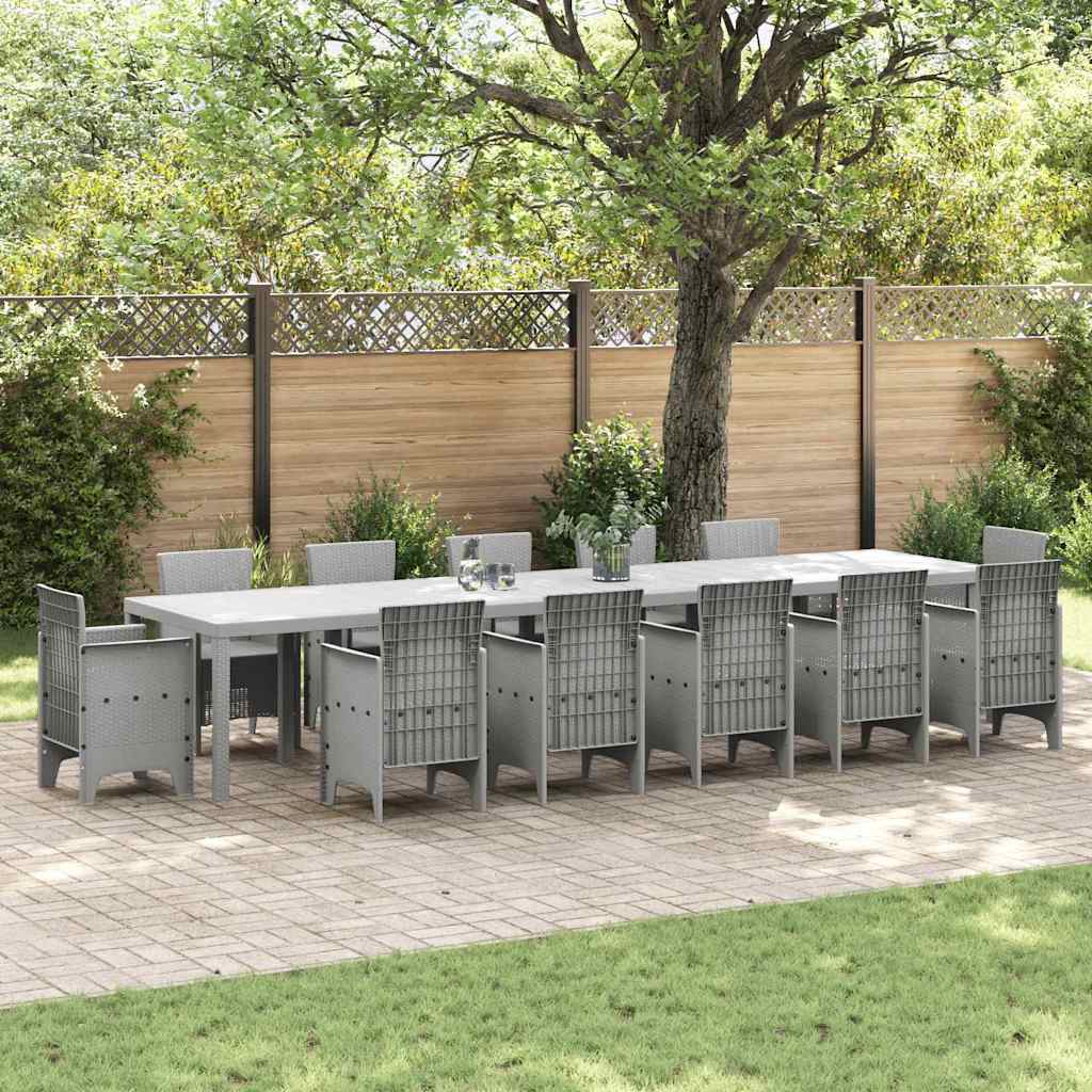 vidaXL Mesa de Jardín Gris Claro 400 x 100 x 73 cm ratán sintético