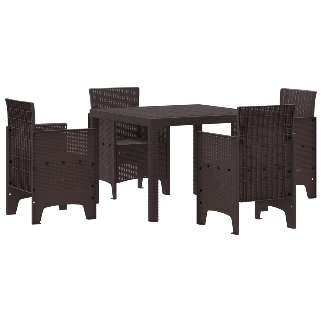 vidaXL Conjunto de Comedor de Jardín 5 uds. Marrón Polipropileno