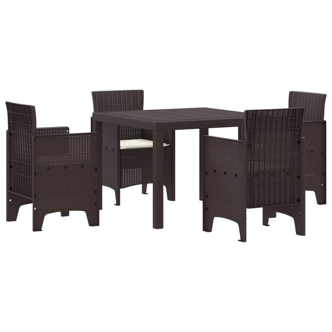 vidaXL Conjunto de Comedor de Jardín 5 uds. Marrón Polipropileno